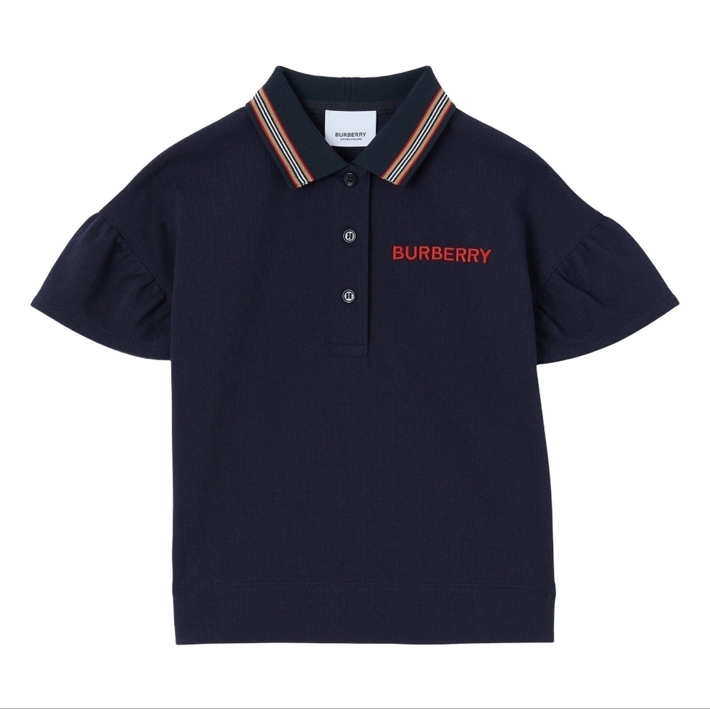 Burberry Girls Martina Flutter Sleeve Cotton Piqué Polo Size 14